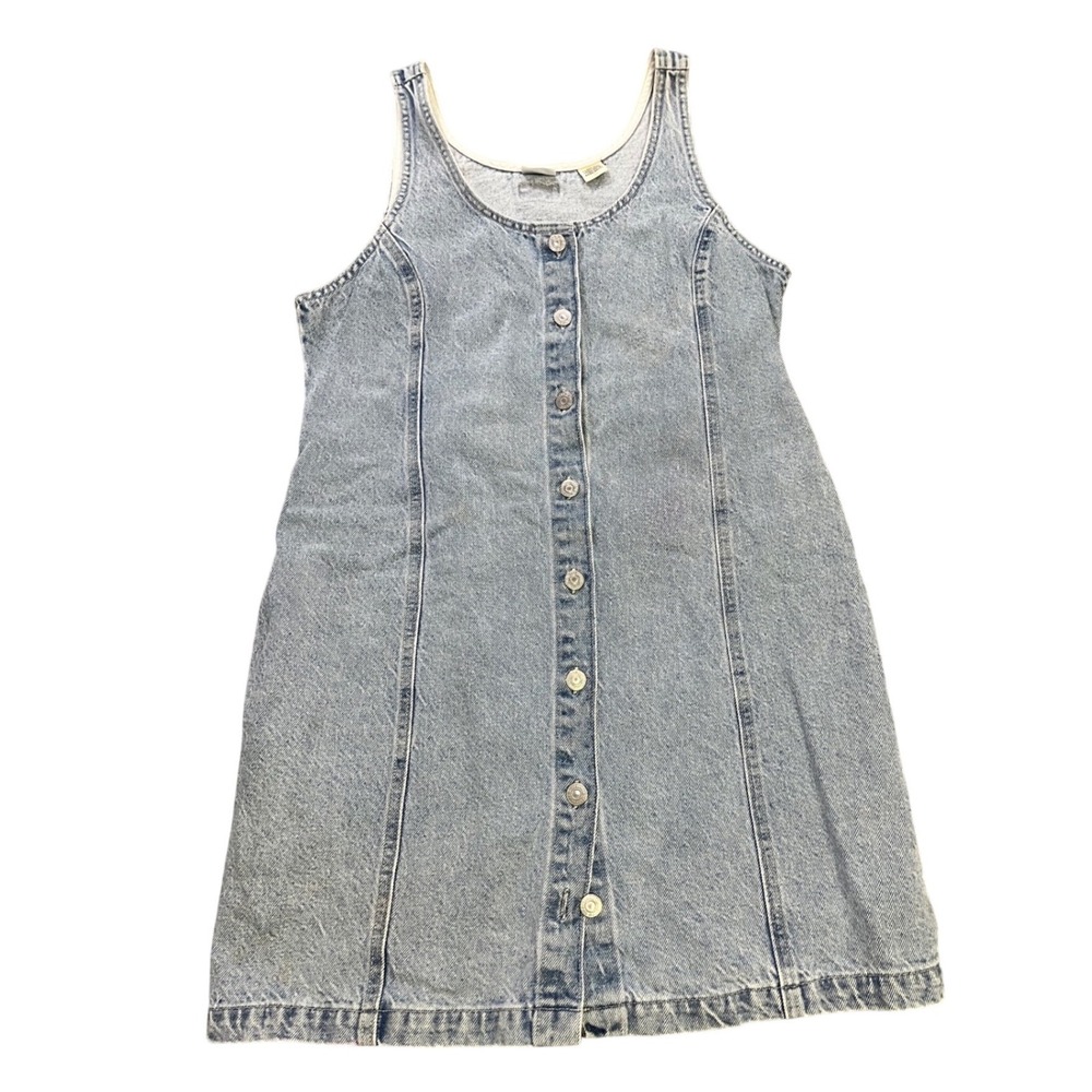Levi's Two Horse Brand Denim Dress Womens L Button Front Western Mini Blue - Picture 2 of 12